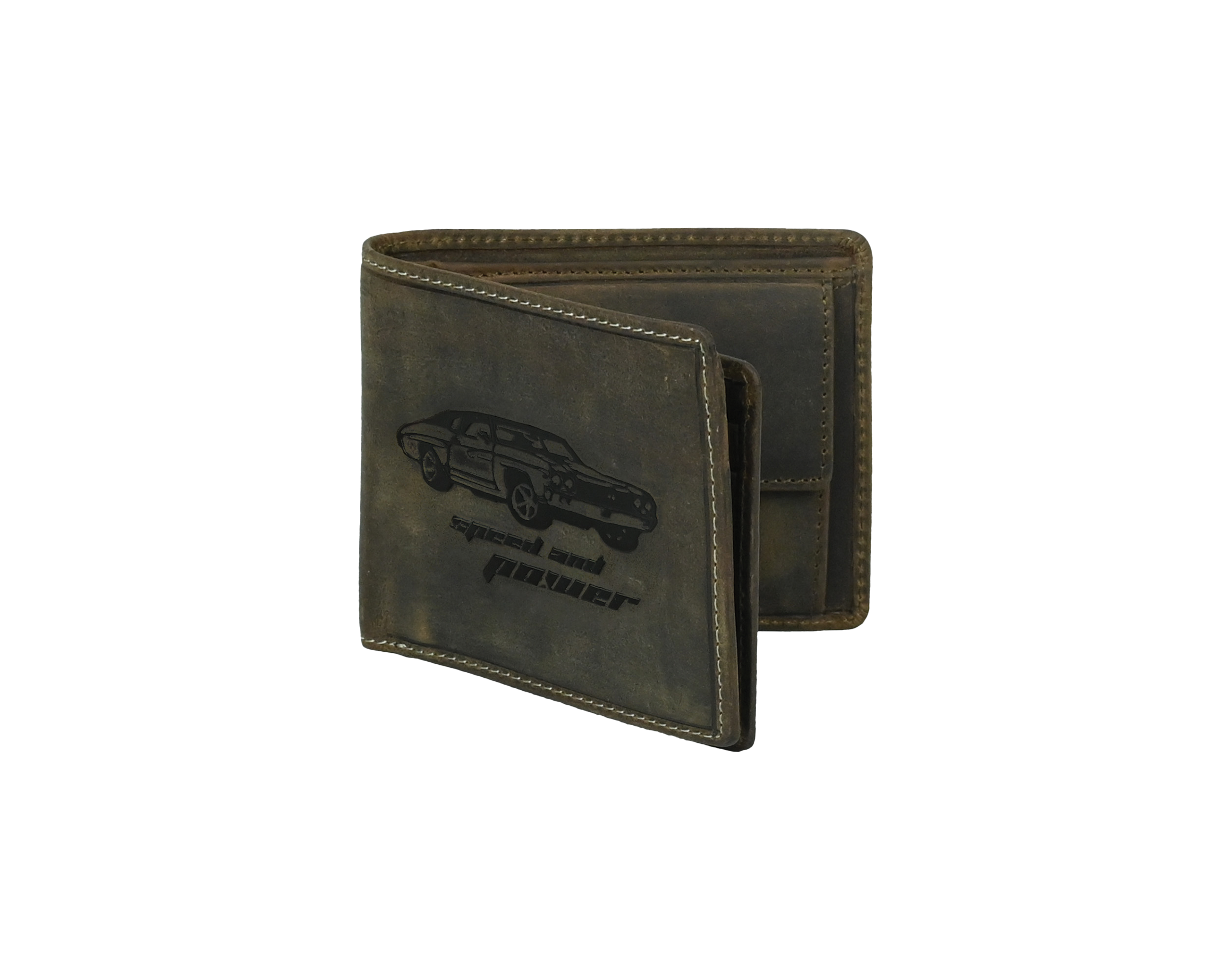 "RetroRun" Vintage-Inspired Hunter Leather Wallet for Men Speed Power