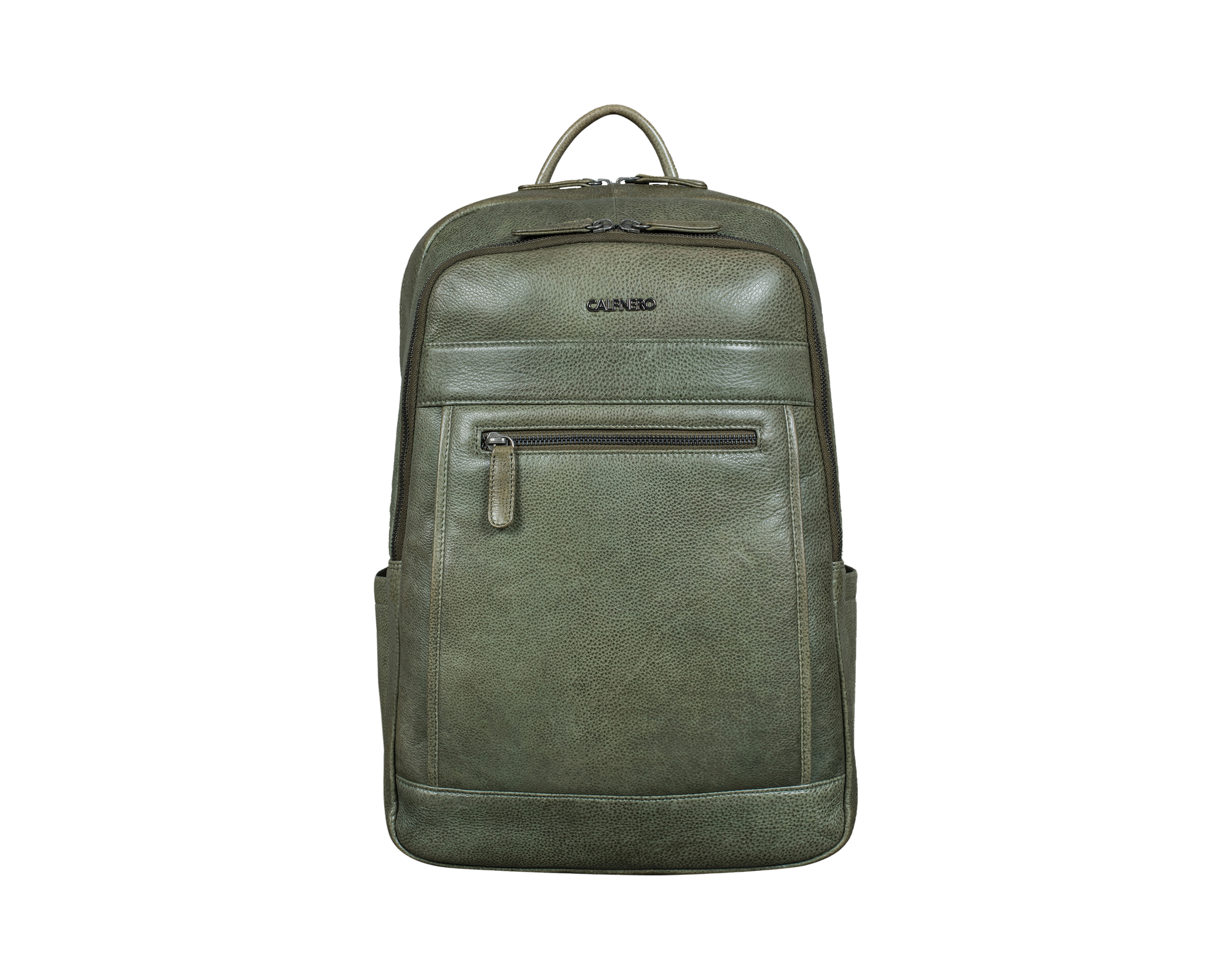 "Sage" olive green leather backpack