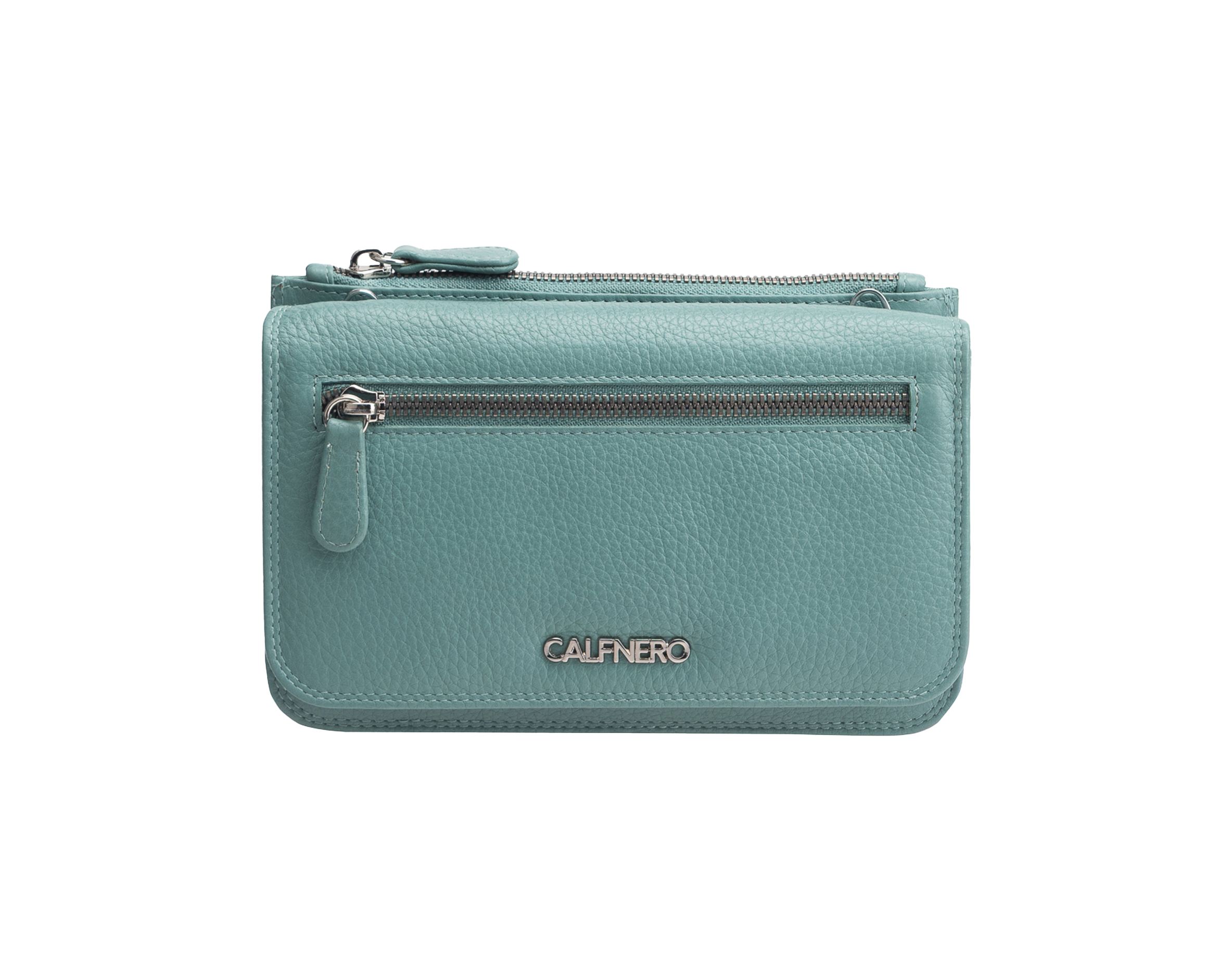 "Aqua"sleek teal leather crossbody pouch