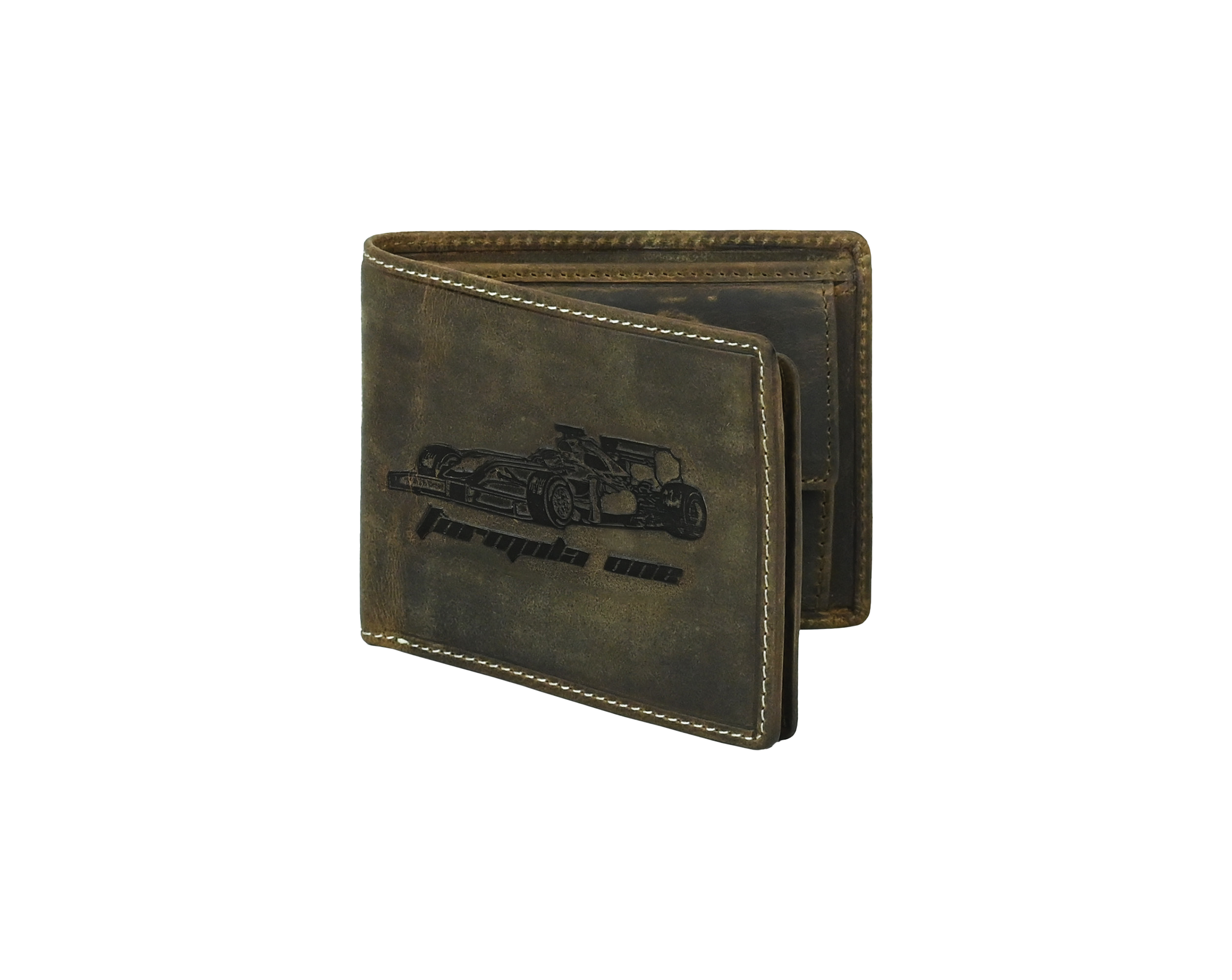 "RetroRun" Vintage-Inspired Hunter Leather Wallet for Men Formula Car