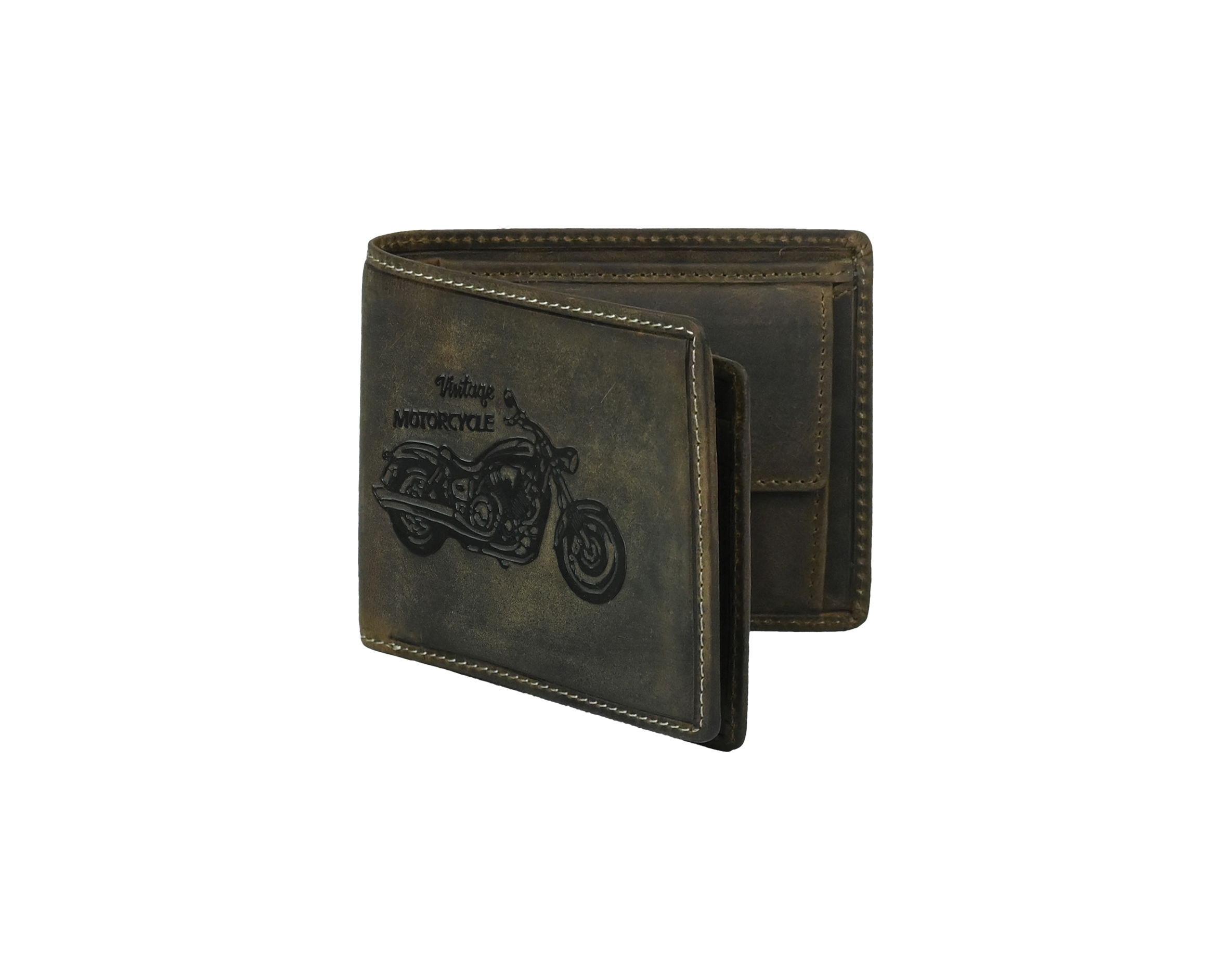 "RetroRun" Vintage-Inspired Hunter Leather Wallet for Men Vintage Motor Cycle