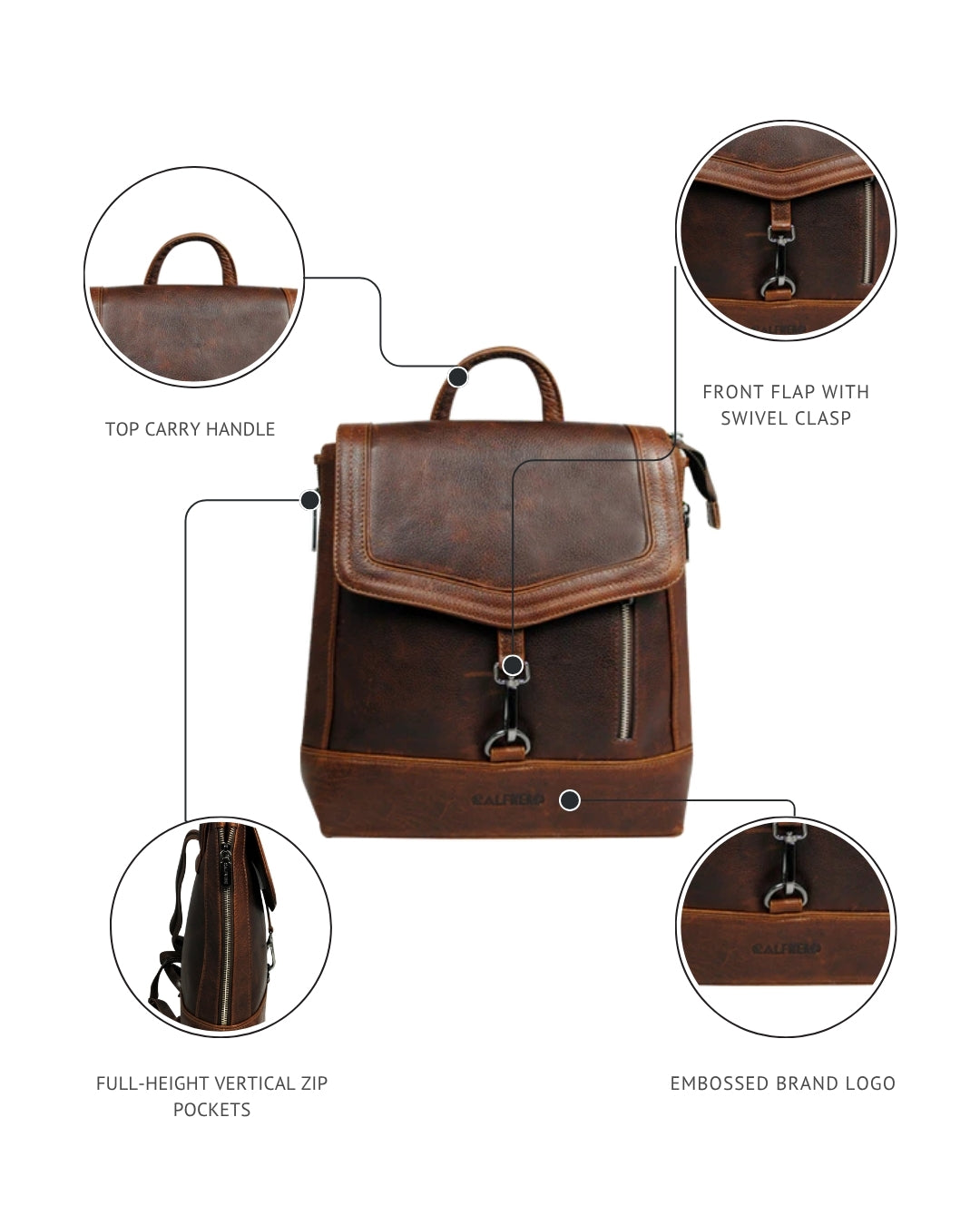 "Ruby" Leather Backpack Women's Backpack