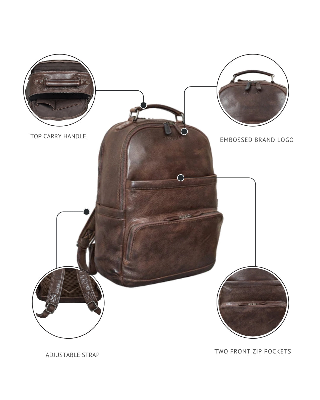 "Brooklyn" Large Leather Laptop Backpack Men's Backpack
