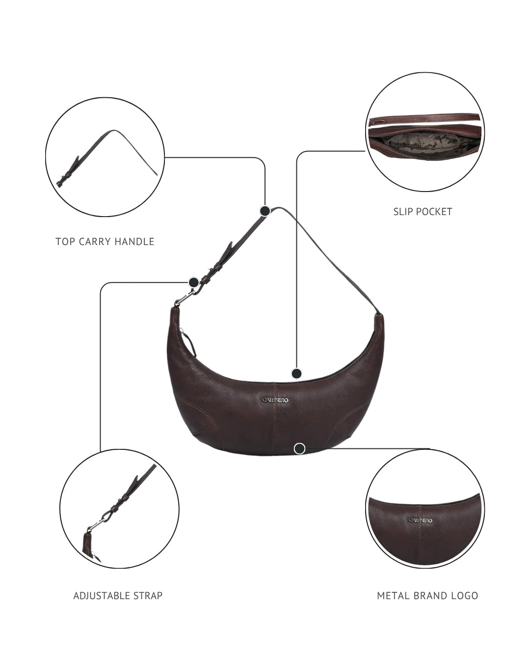 "Demi-Lune"Classic shoulder bag for women sh