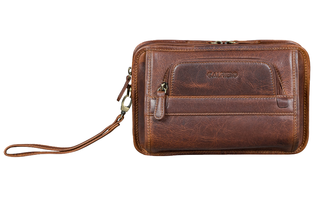 "Zander" Hand Pouch Cognac