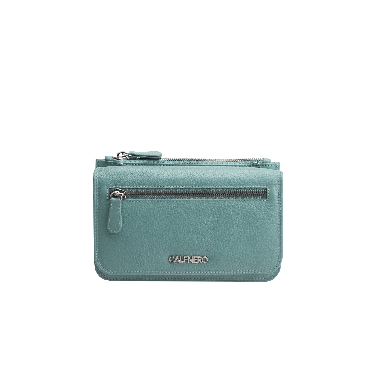 "Aqua"sleek teal leather crossbody pouch (71345-Green)