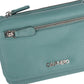 "Aqua"sleek teal leather crossbody pouch (71345-Green)