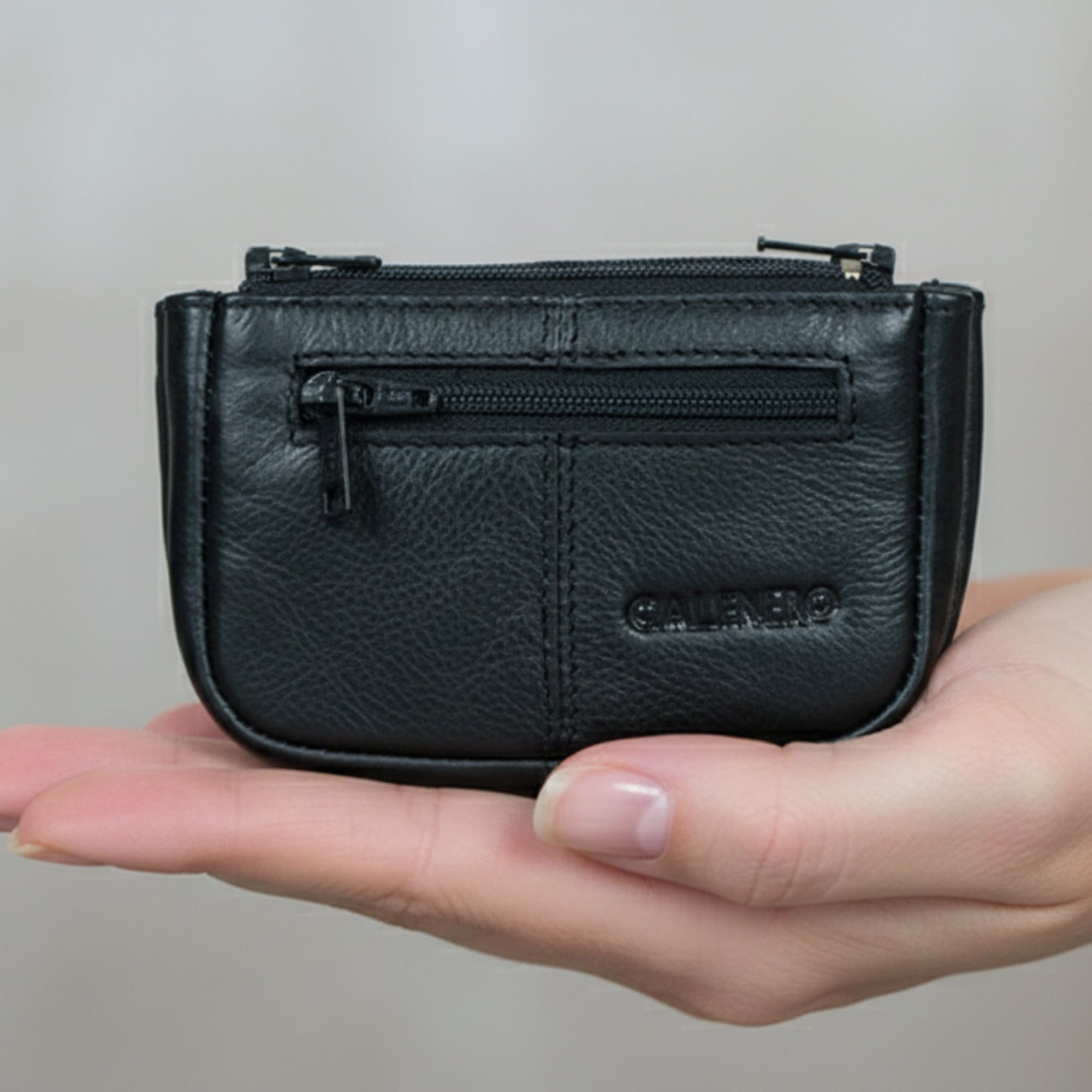 Calfnero Genuine Leather Black Key Case & Coin Purse PB-87