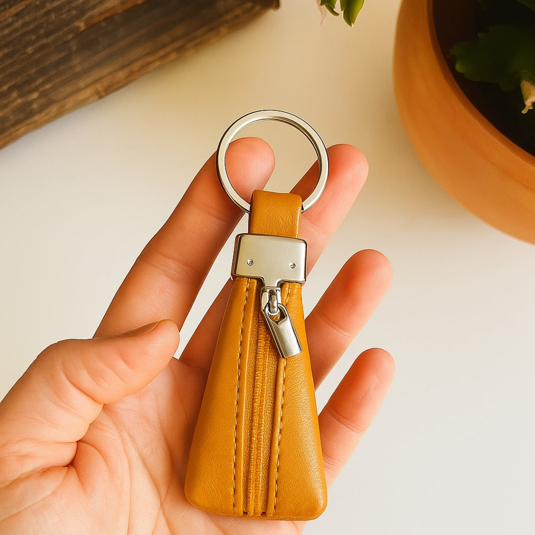 Calfnero Genuine Leather Key Ring SA-01 Mustard | Stylish Leather