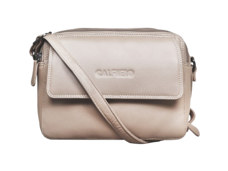 "Juno"Leather Sling Bag Beige