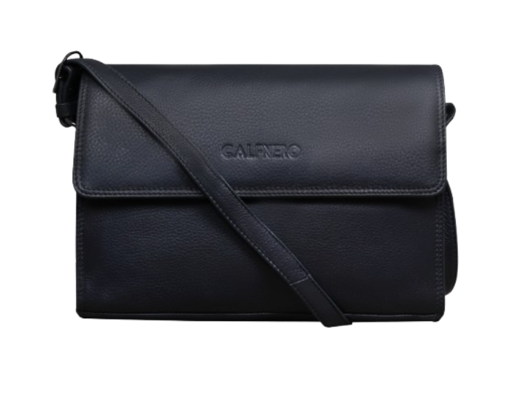 "Kira" Leather Sling Bag Black