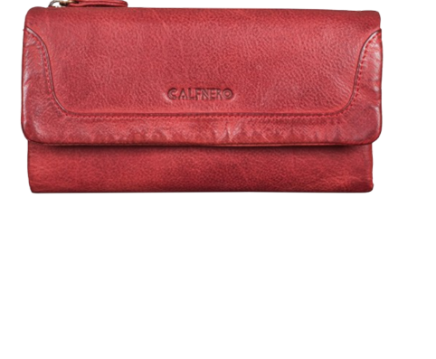 "Regina" Long Wallet by Calfnero Red