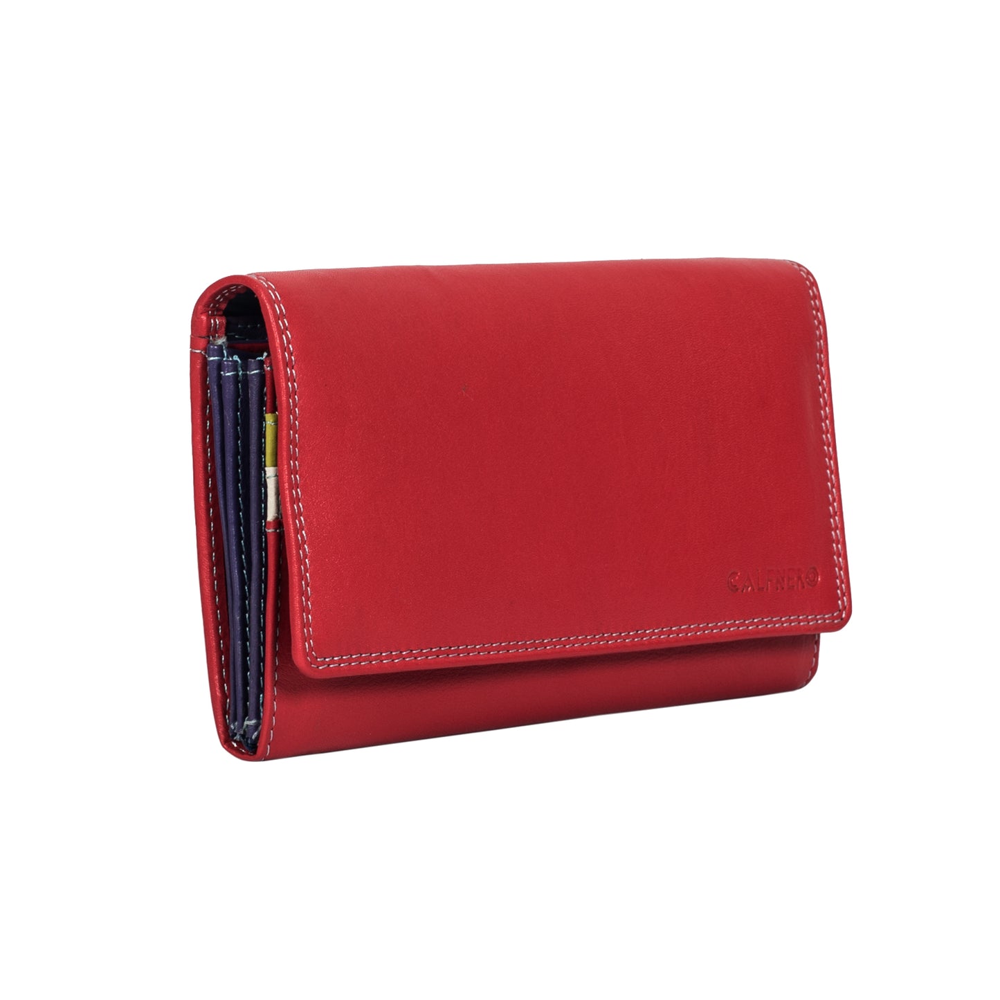 Calfnero Genuine Leather Women's wallet (007-Red-Multi)