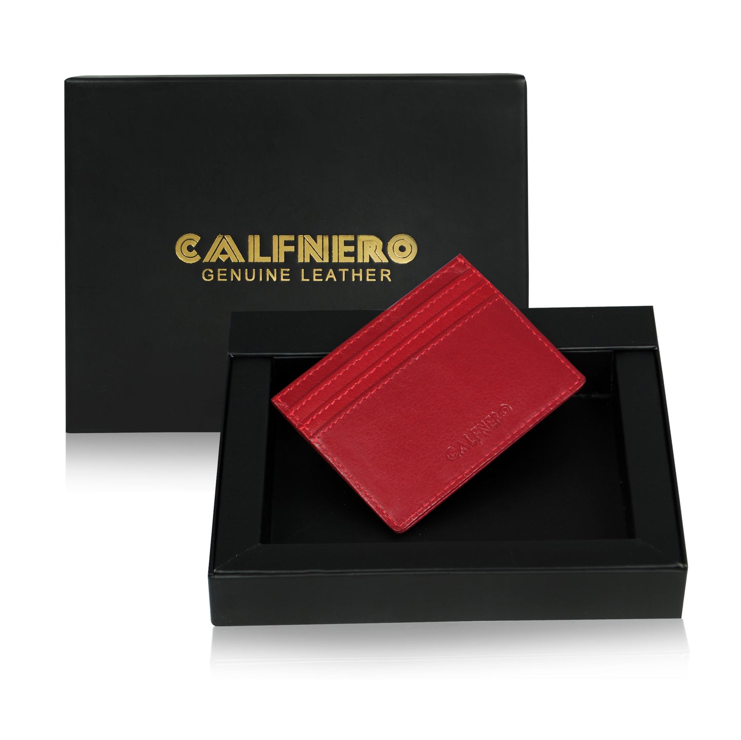 Calfnero Genuine Leather Card Case (1044-RED)