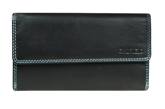 Calfnero Genuine Leather Women's Wallet (10771-Black-Multi)