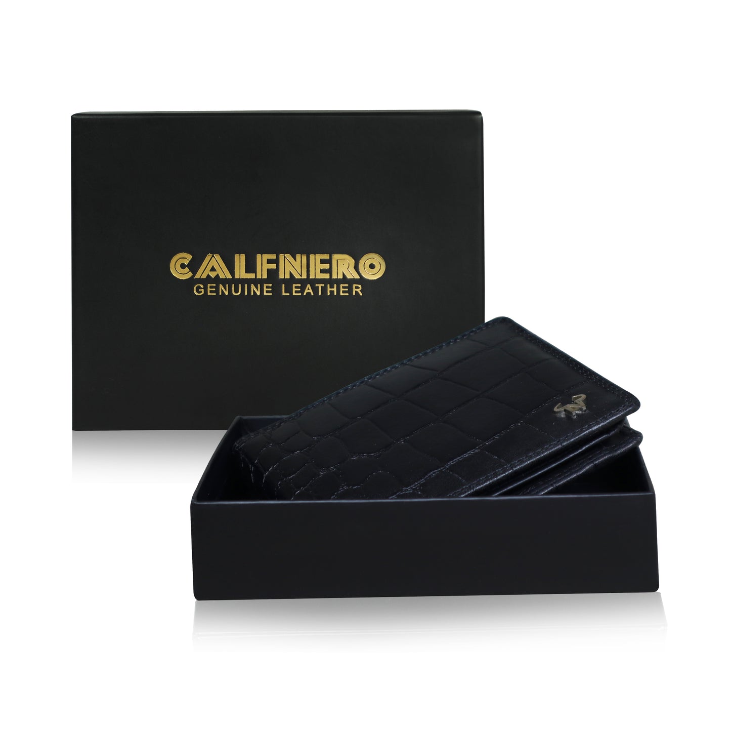 Calfnero Genuine Leather  Men's Wallet (1144-Black-Coco)