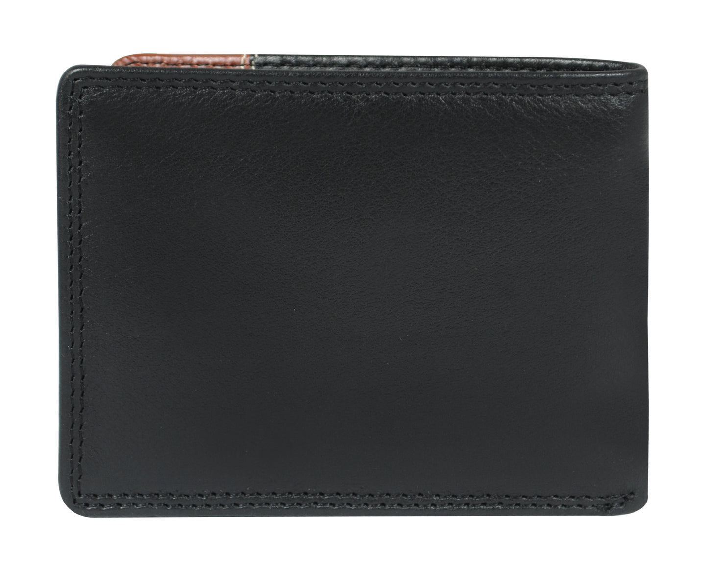 Calfnero Men's Genuine Leather Wallet (1224-Black-Brown)