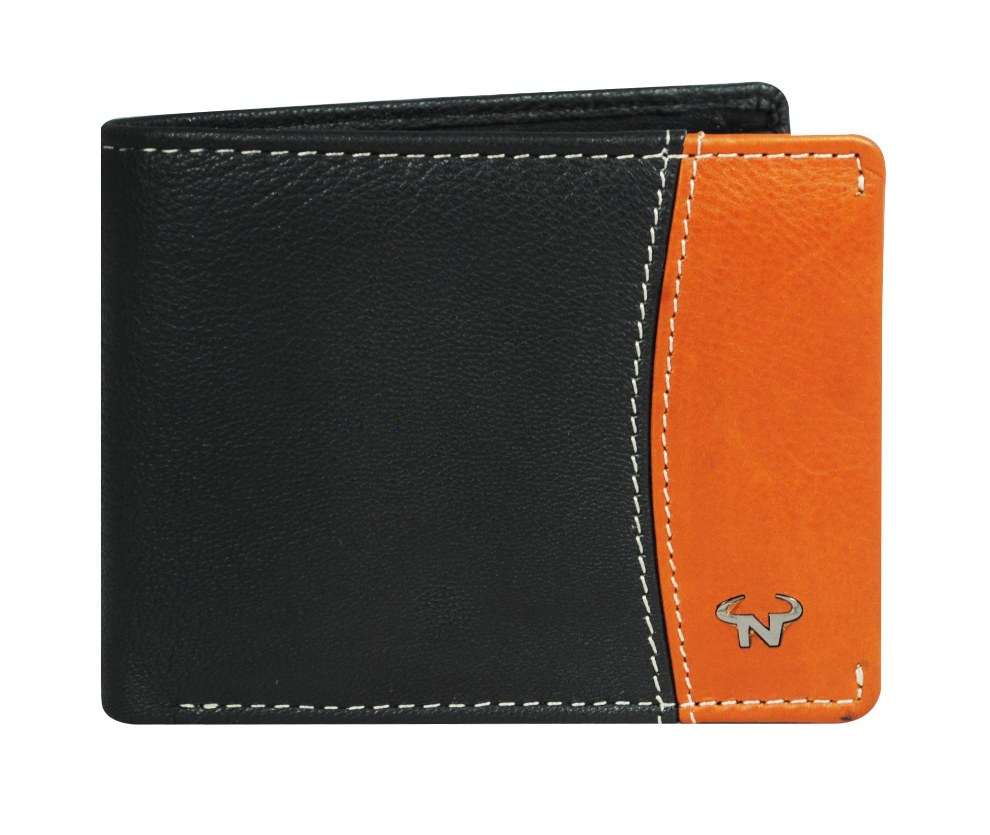 Calfnero Men's Genuine Leather Wallet (1224-Black-Cognac)