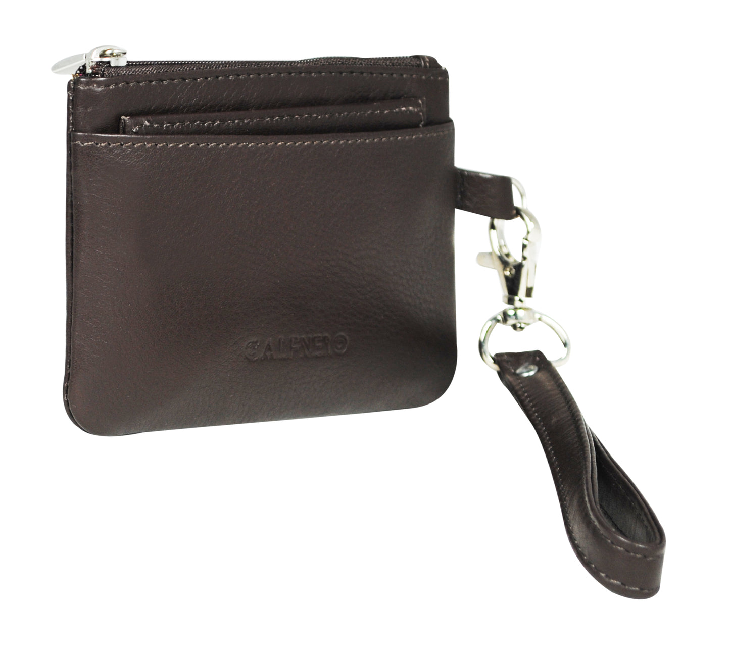 Calfnero Genuine Leather Key Case/Coin Wallet cum Card Holder (12278-Brown)