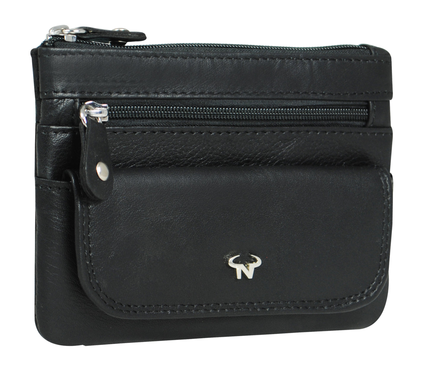 Calfnero Genuine Leather Key Case Multi use Key and Coin Wallet (1308-Black)