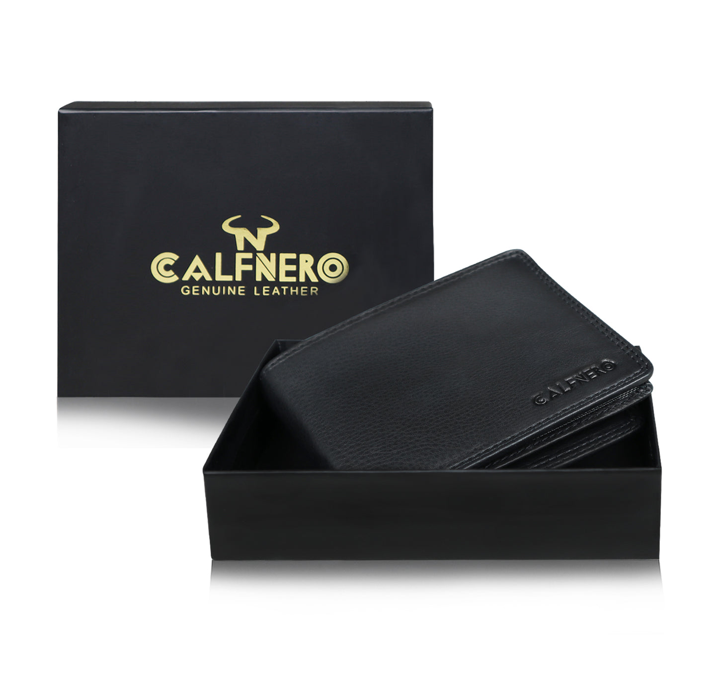 Calfnero Genuine Leather Men's Wallet (159-Black)