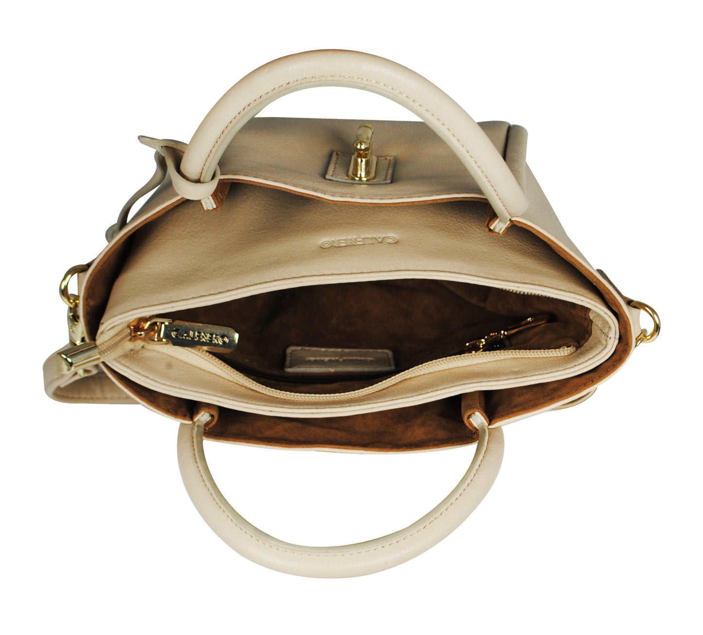 Calfnero Women's Genuine Leather Hand Bag (1636-Beige)