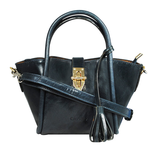 Calfnero Women's Genuine Leather Hand Bag (1636-Navy)