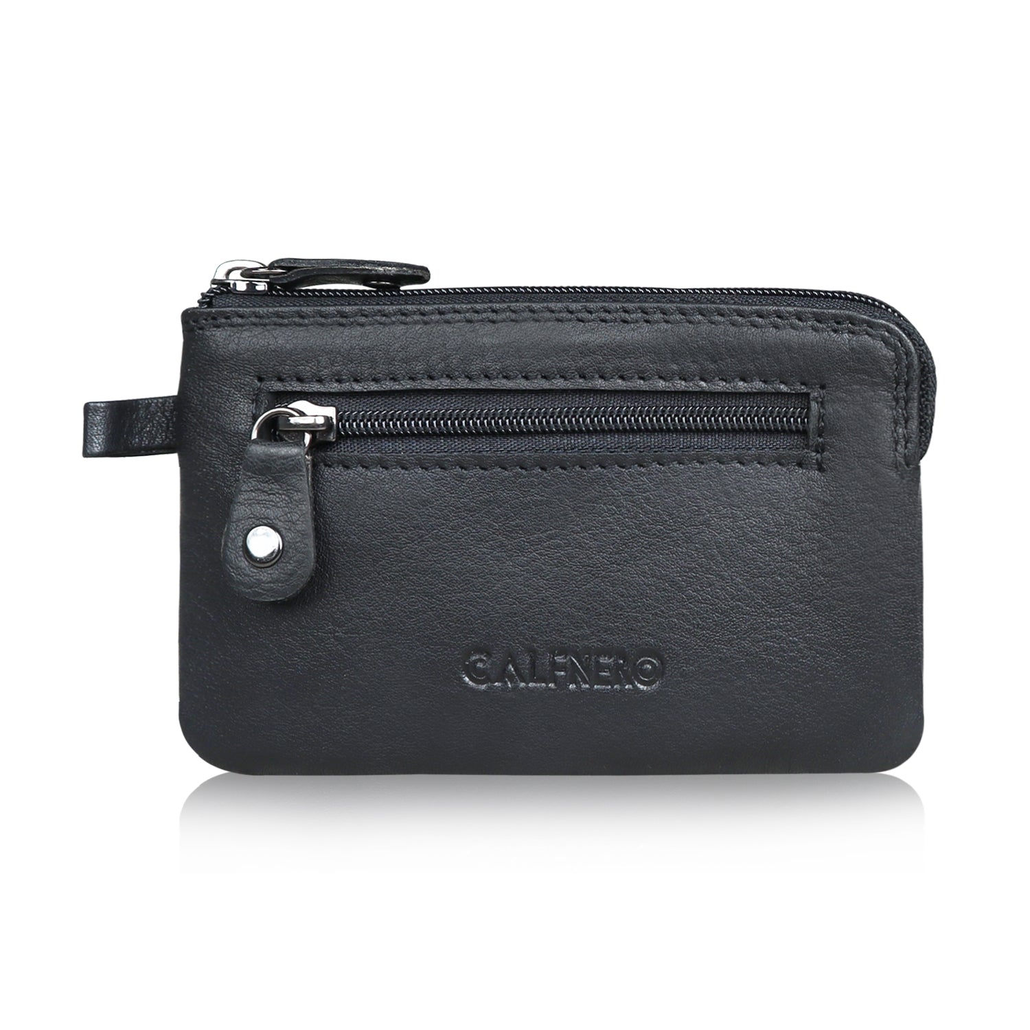 Genuine Leather Key Case Cum Coin Purse 1689 Black www.calfnero.in