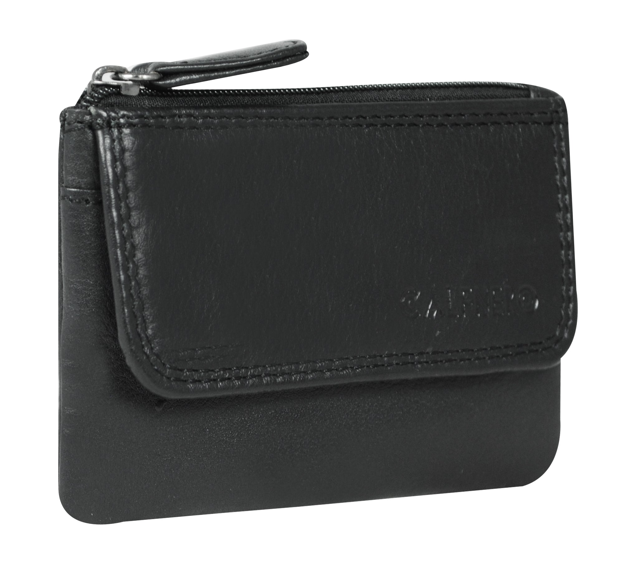 Women Leather Coin Purse, Small 3 Zippered Change Pouch Wallet,black,black，G171423  - Walmart.com