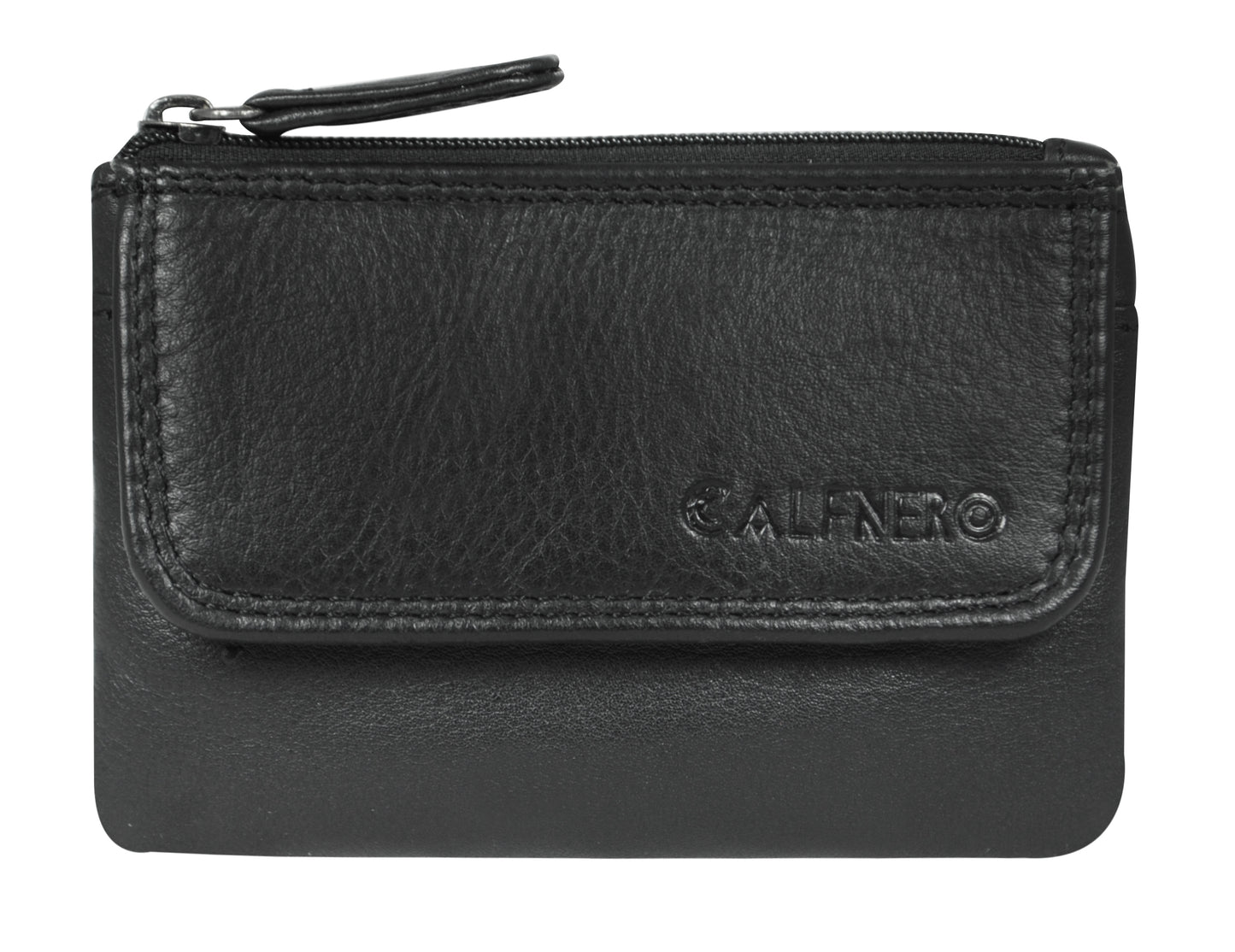 Calfnero Genuine Leather Key Case Multi use Key and Coin Wallet (1708-Black)