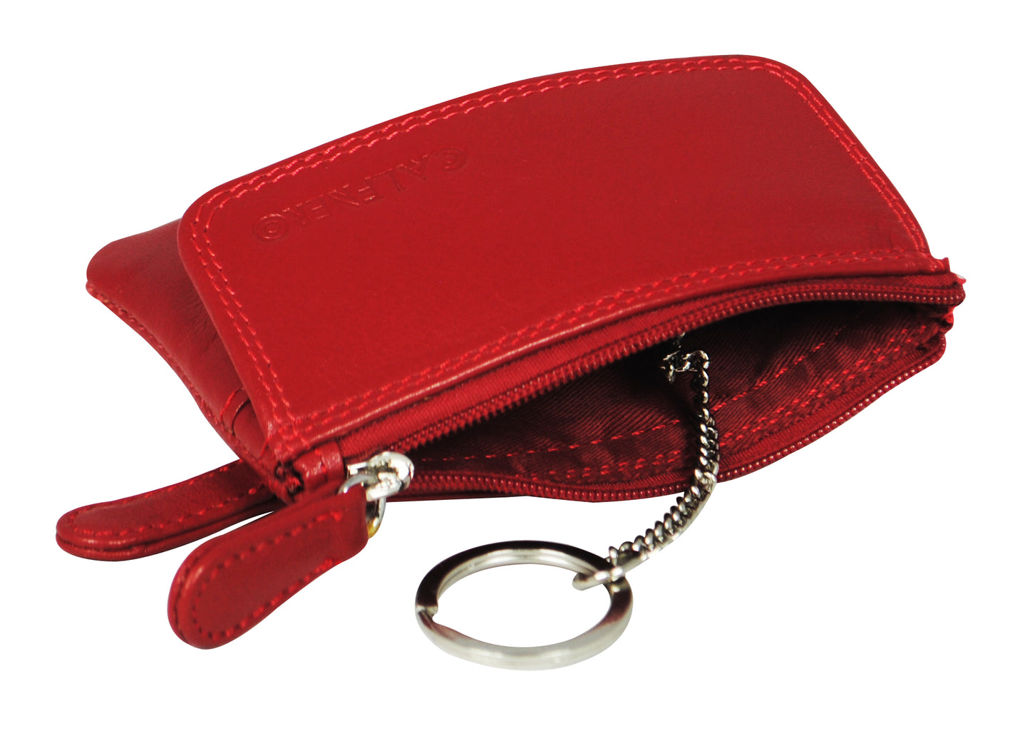 Calfnero Genuine Leather Key Case Multi use Key and Coin Wallet (1708-Red)