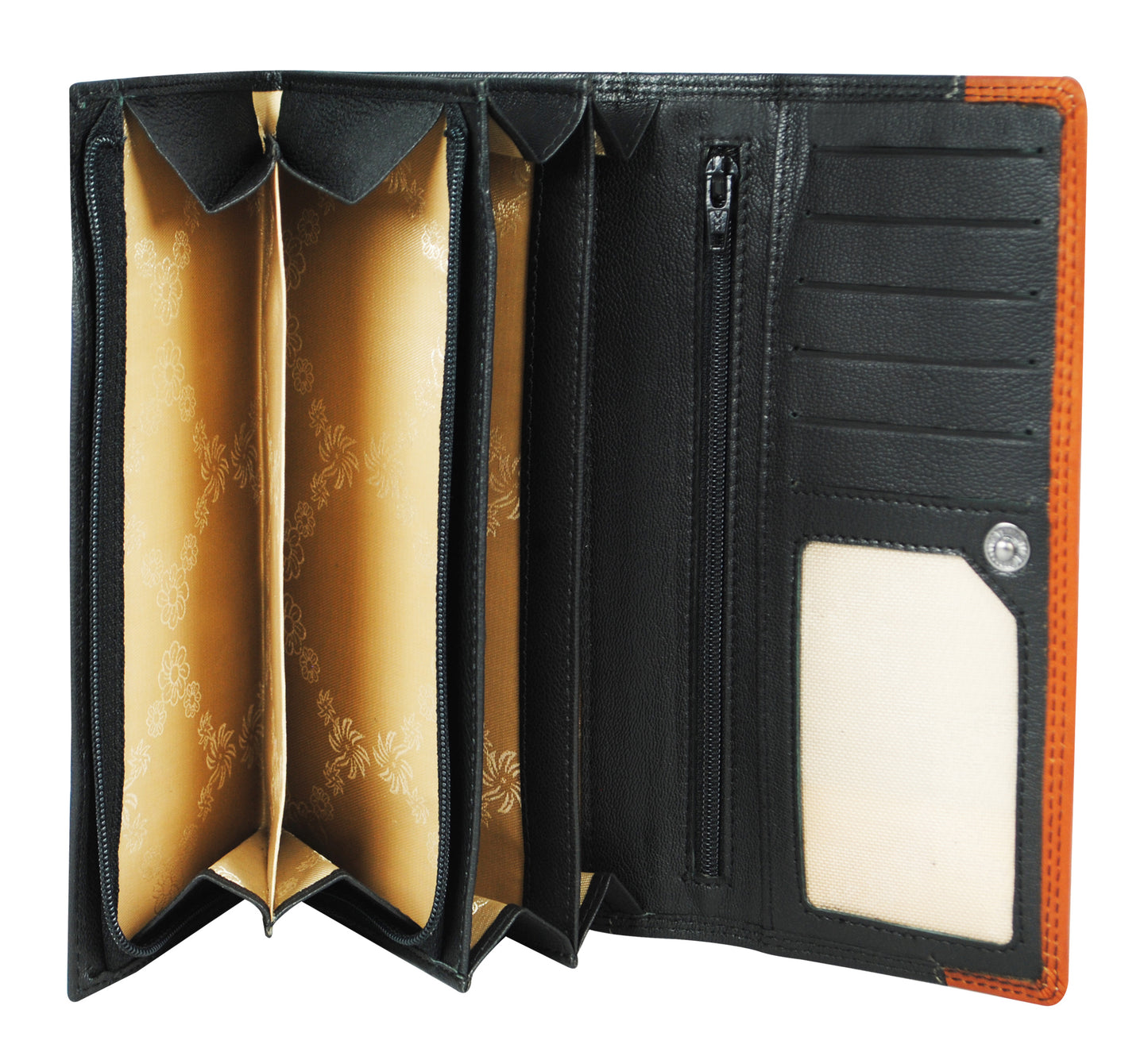 Calfnero Genuine Leather Women's wallet (1883-Black)