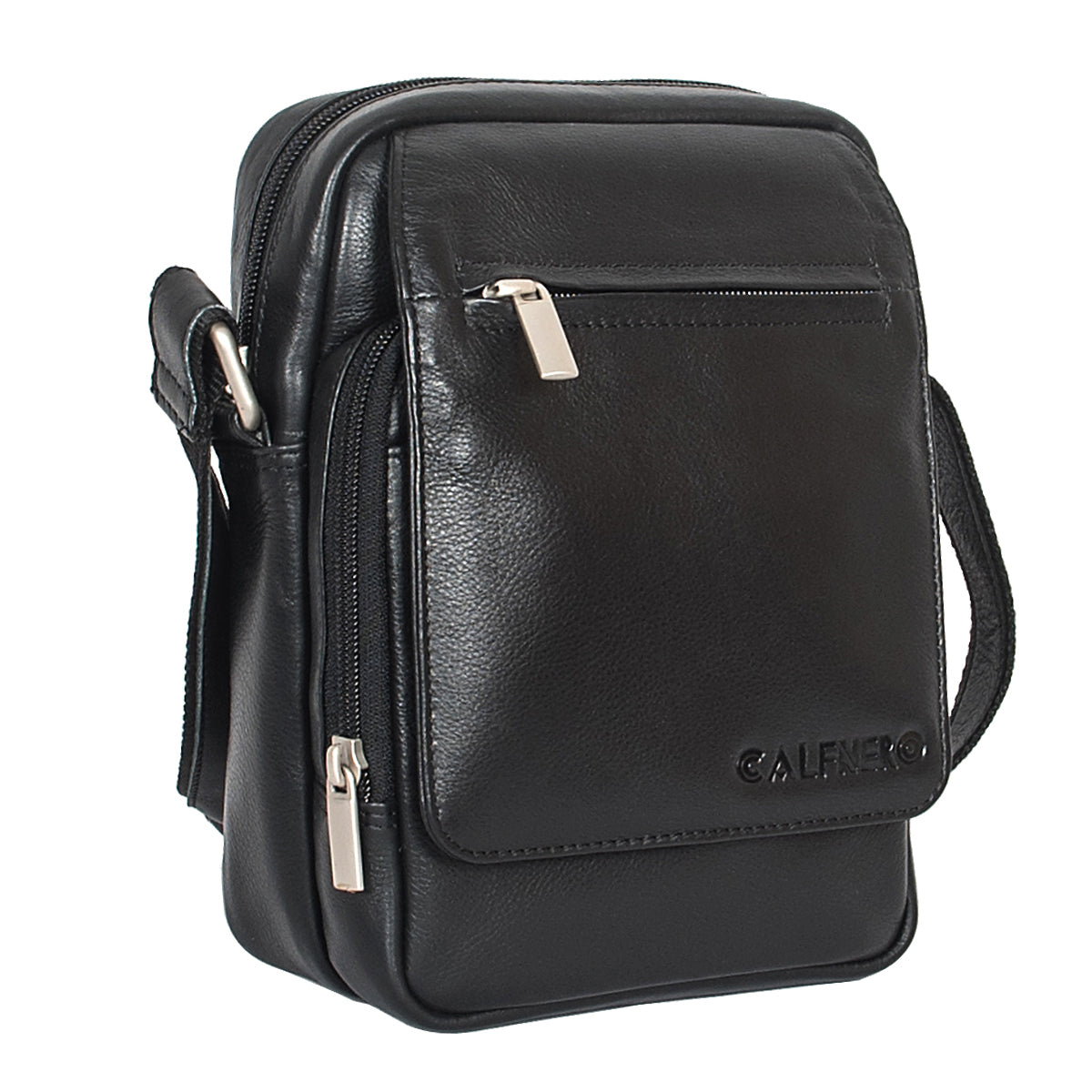 Calfnero Genuine Leather Men's Cross Body Bag (2217-Black)