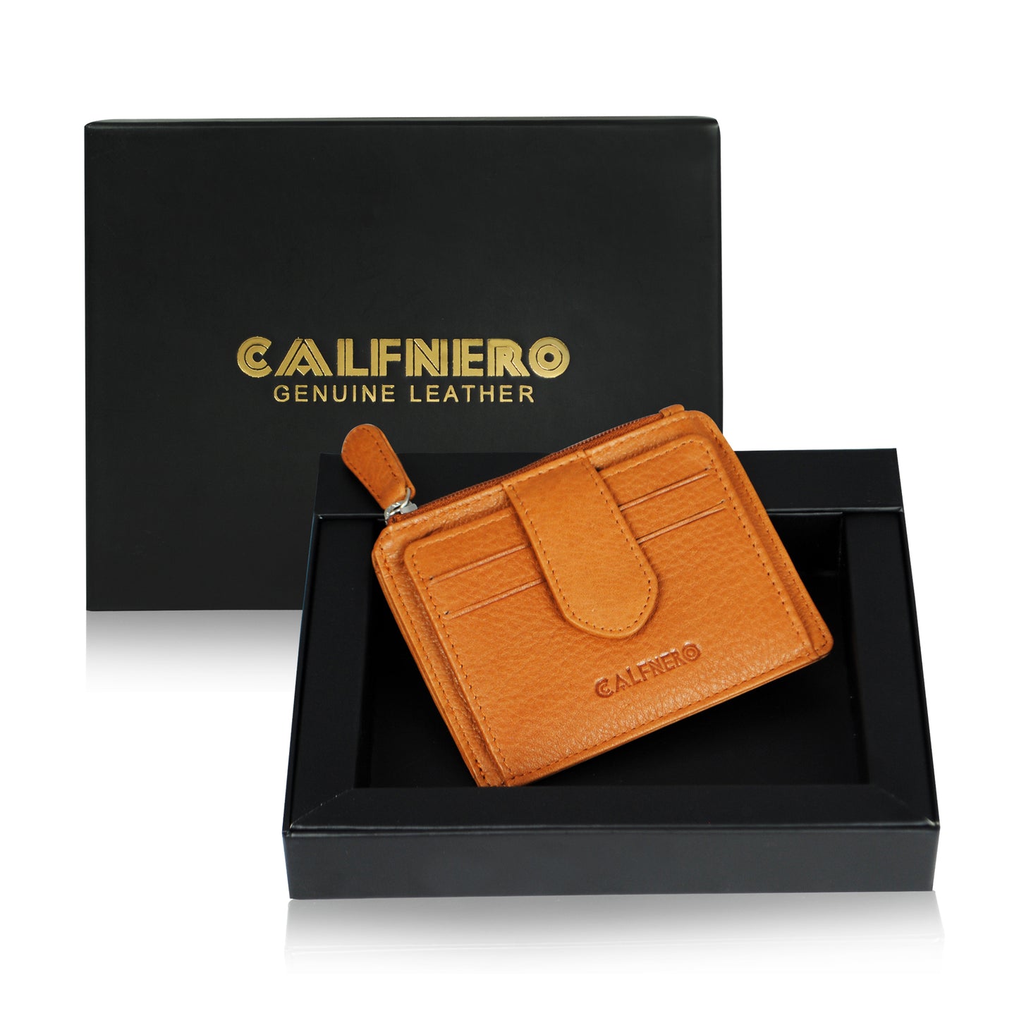 Calfnero Genuine Leather Card Case-Multiple Card Holder (2334-N-Camel)