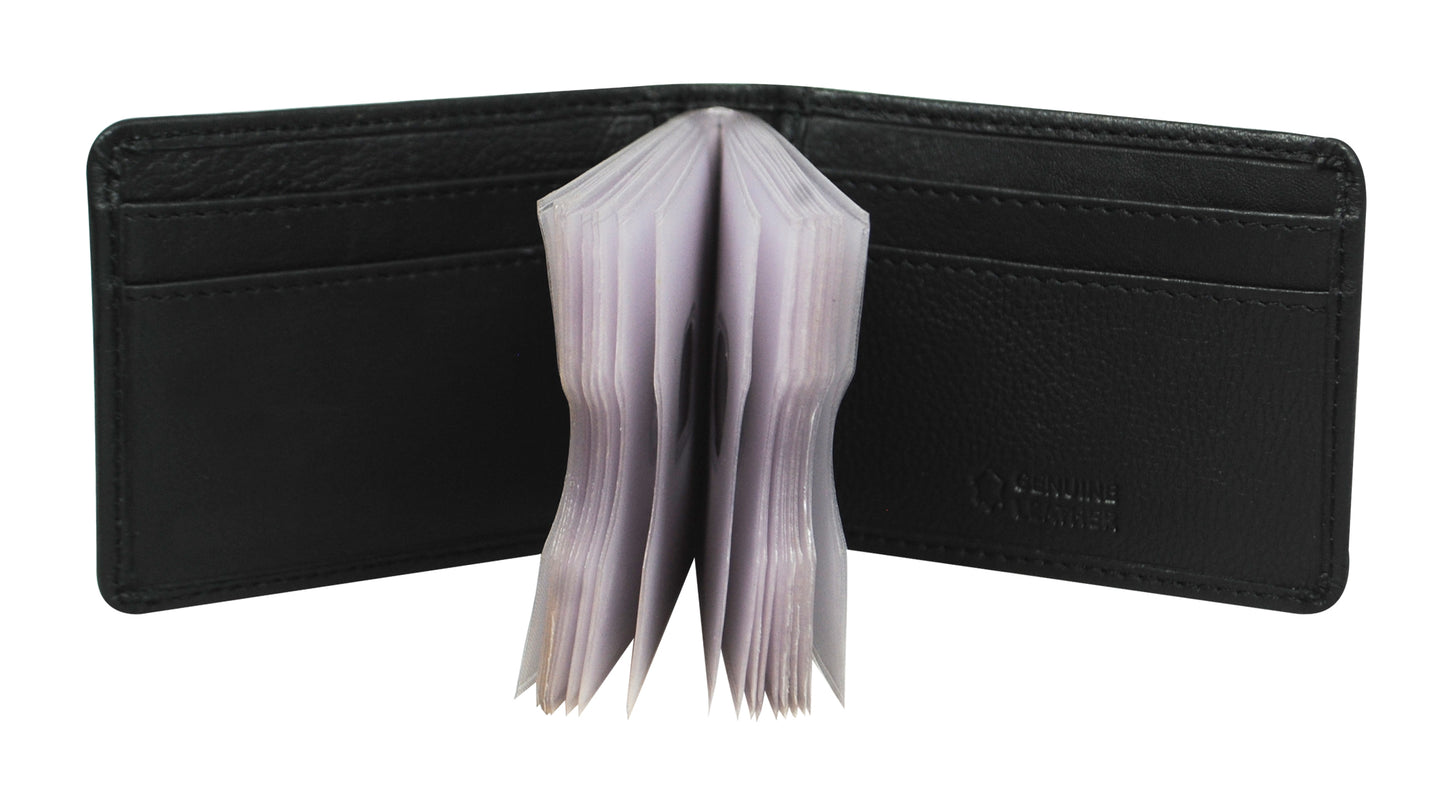Calfnero Genuine Leather Card Case Wallet (30809-Black)