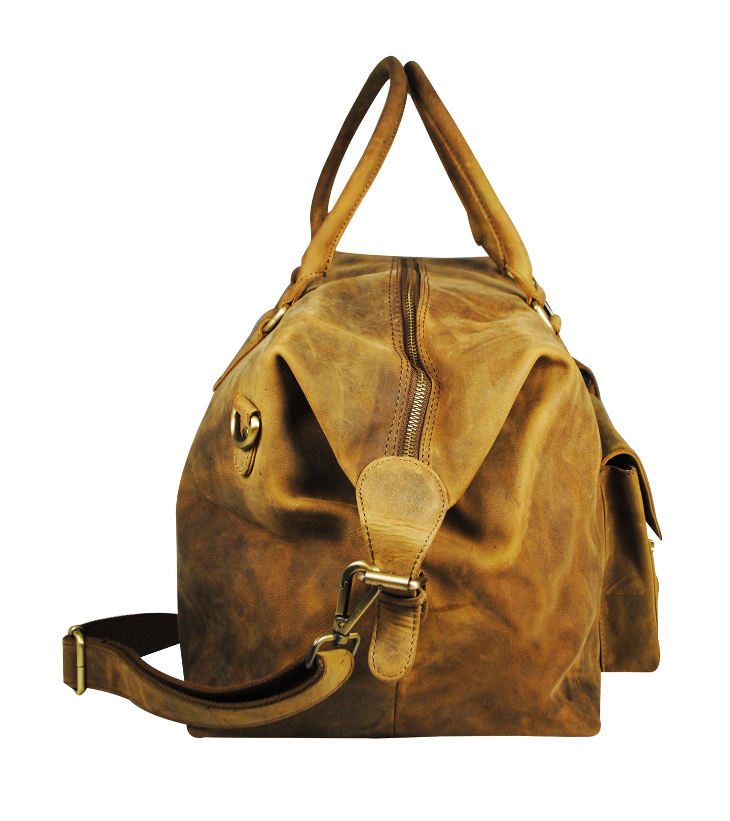 Calfnero Genuine Leather Travel Duffel Bag (321-Hunter)