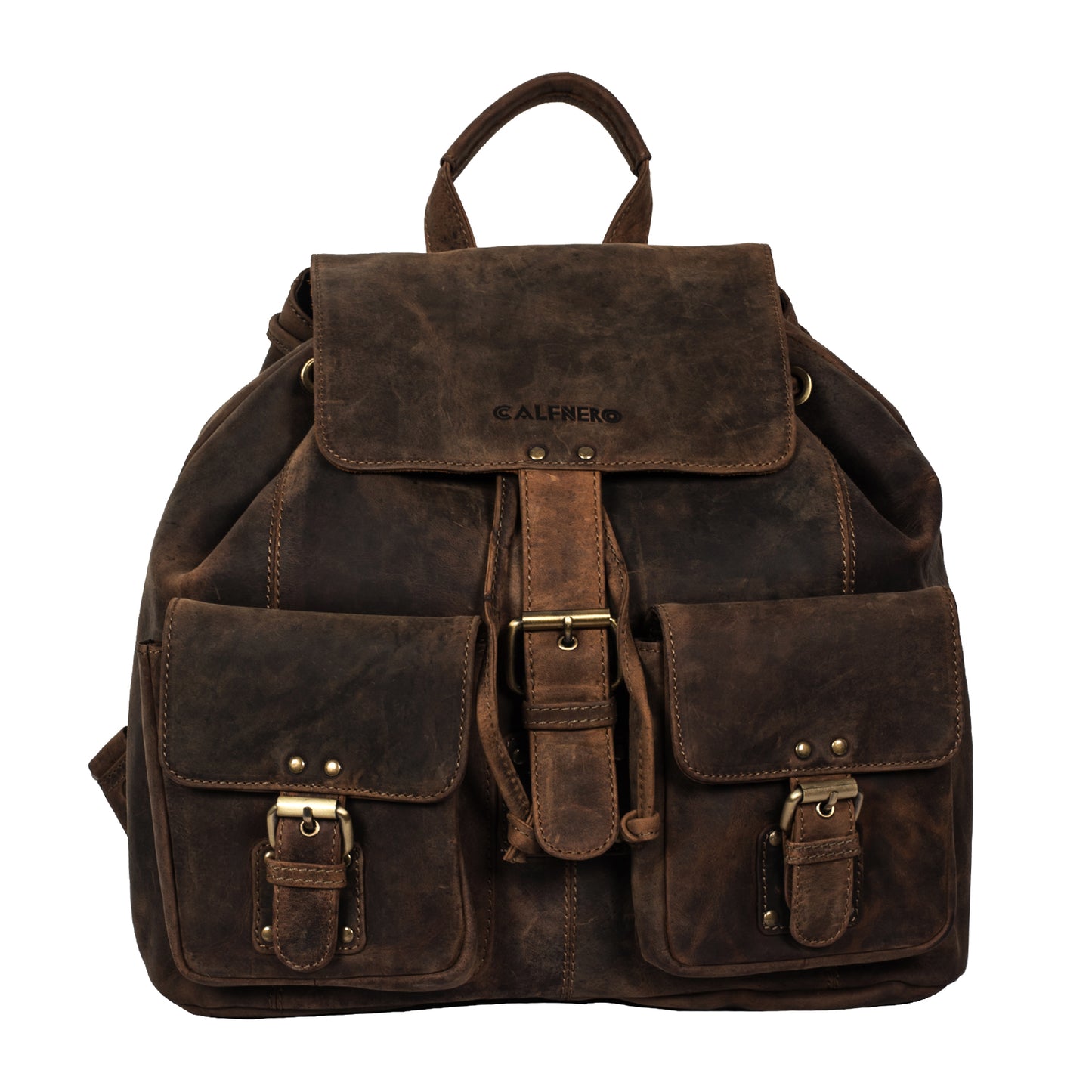 Calfnero Men's Genuine Leather Backpack (325-Hunter)