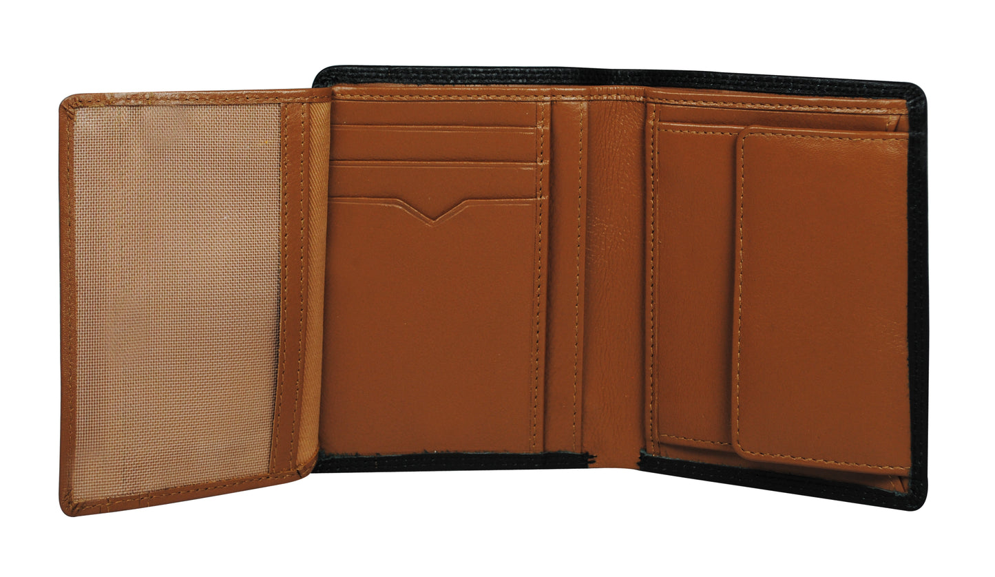 Calfnero Genuine Leather  Men's Wallet (34472-Black-Camel)