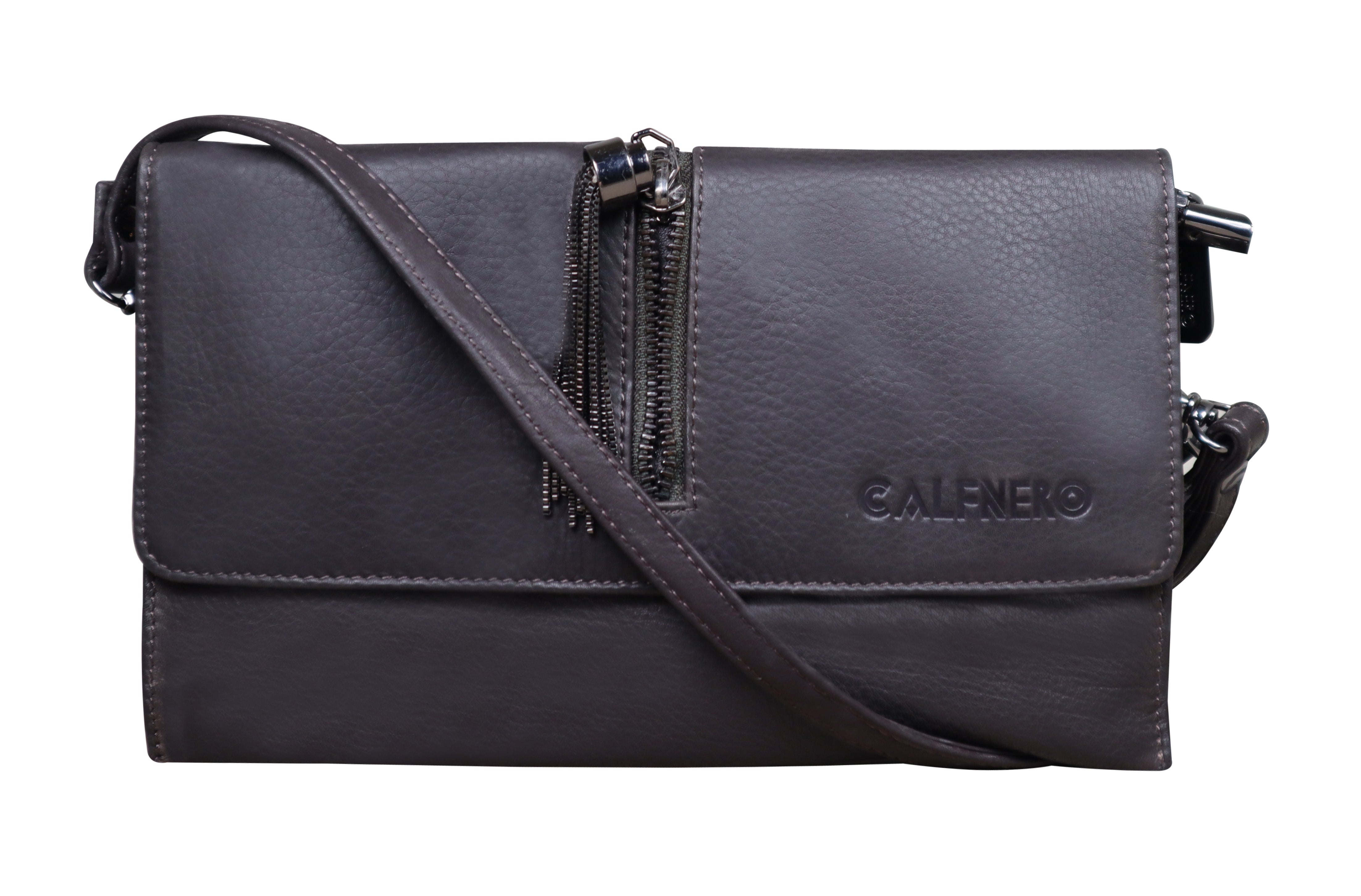 Calfnero Genuine Leather Women's Sling Bag (349-Brown)