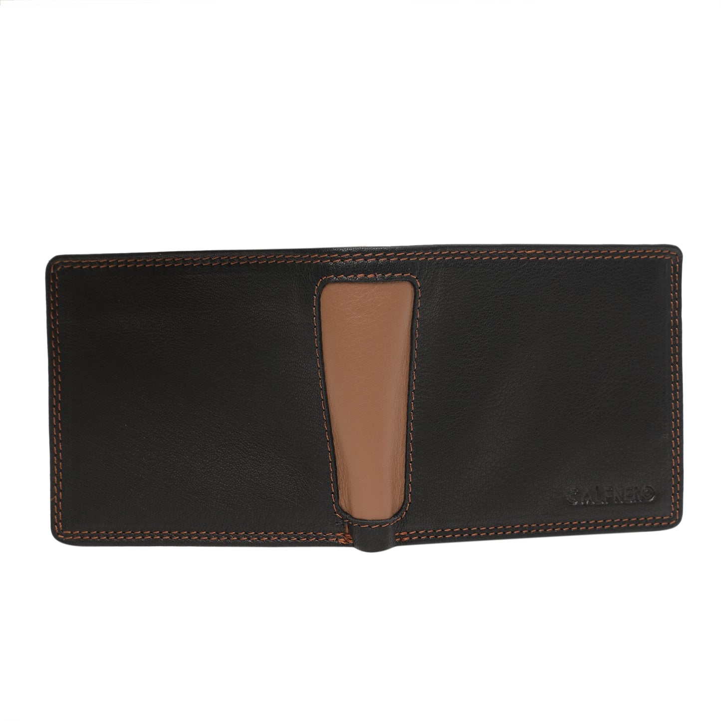Calfnero Genuine Leather  Men's Wallet (34473-Black-Camel)