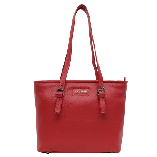 of Calfnero Women's Genuine Leather Shoulder Bag (CON-3-Red)
