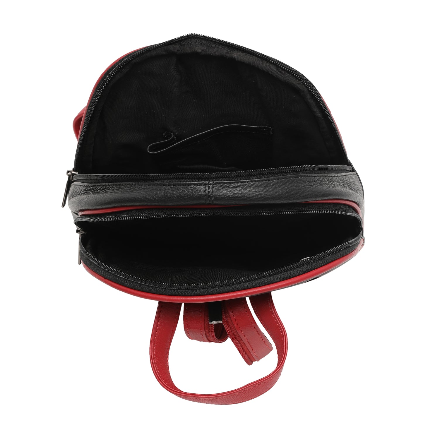 Calfnero Genuine Leather Women's Backpack (19507-Black-Red)