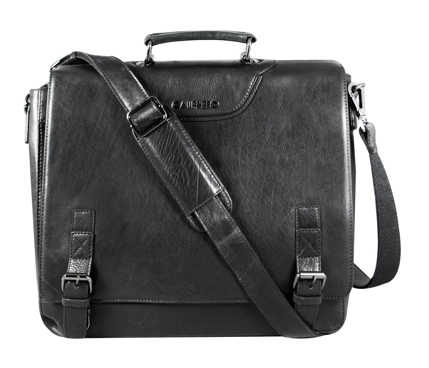 Calfnero Genuine Leather Men's Messenger Bag (402614-Black)