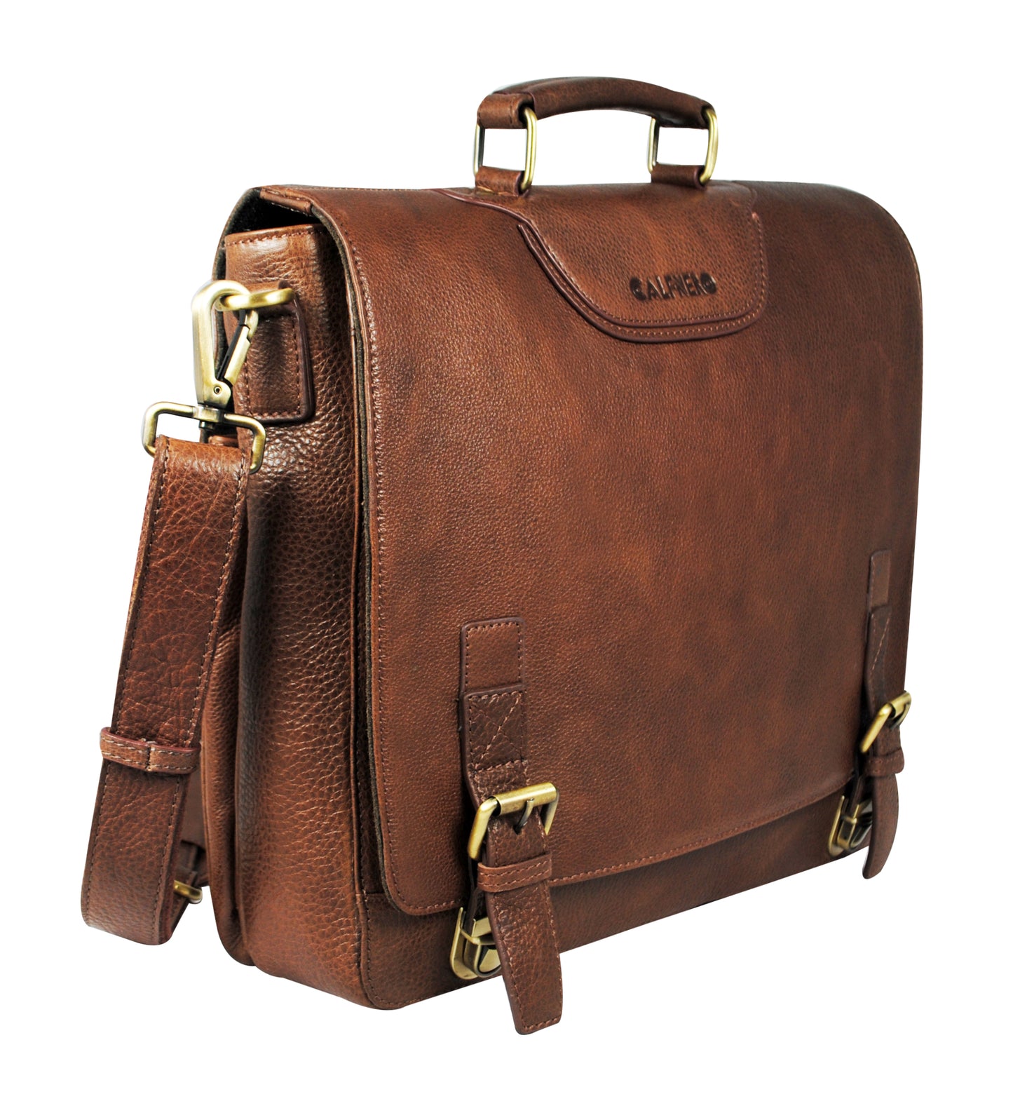 Calfnero Genuine Leather Men's Messenger Bag (402614-Brown)