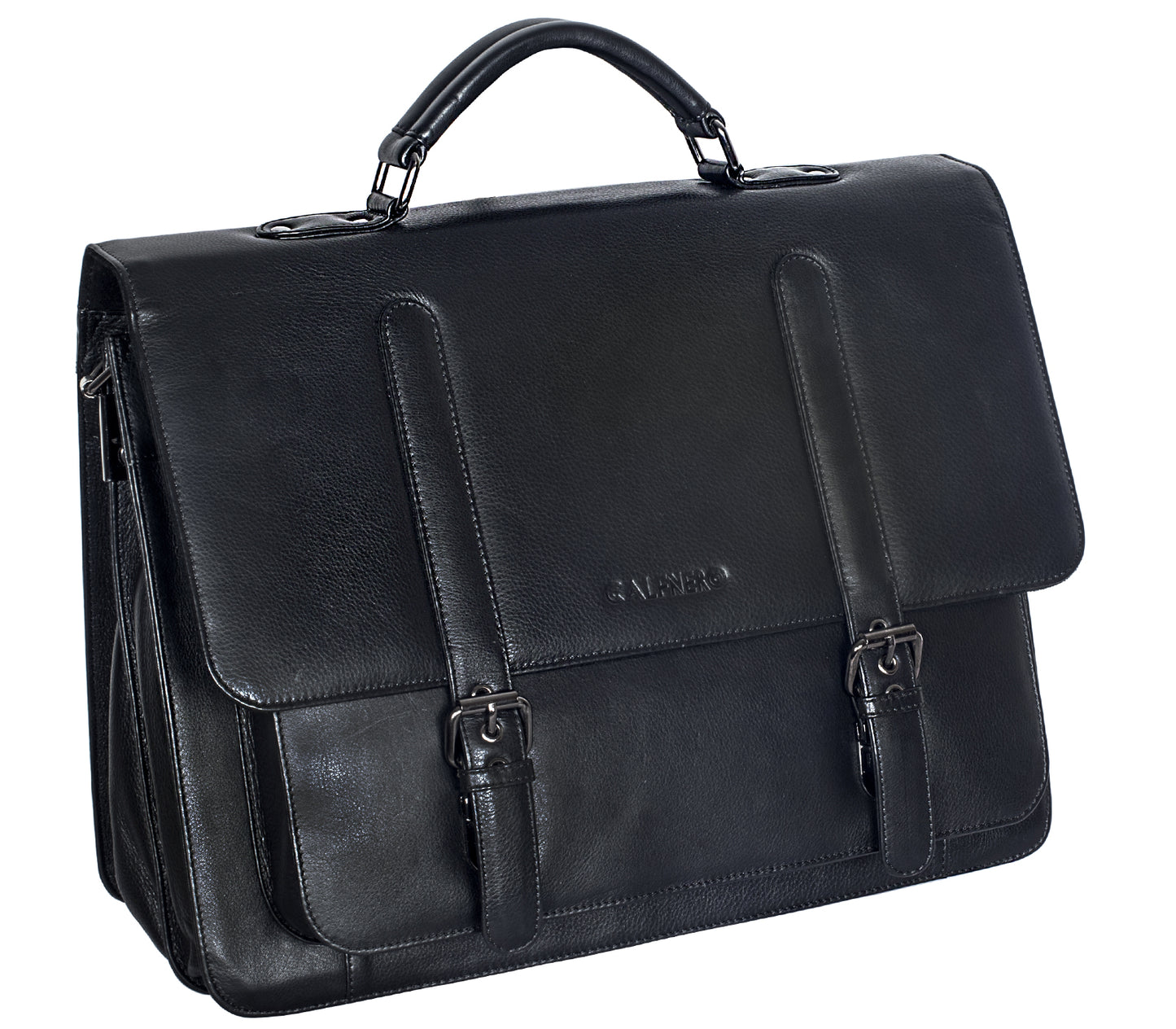Calfnero Genuine Leather Men's Messenger Bag (432-Black)