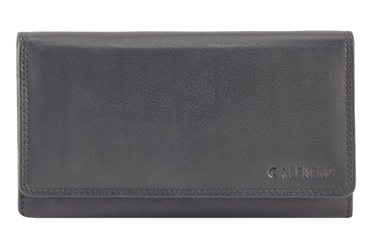 Calfnero Genuine Leather Women's wallet (482-Black)