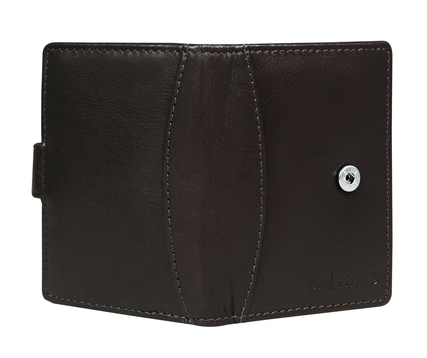Calfnero Genuine Leather Card Case wallet (602-Dark-Brown)