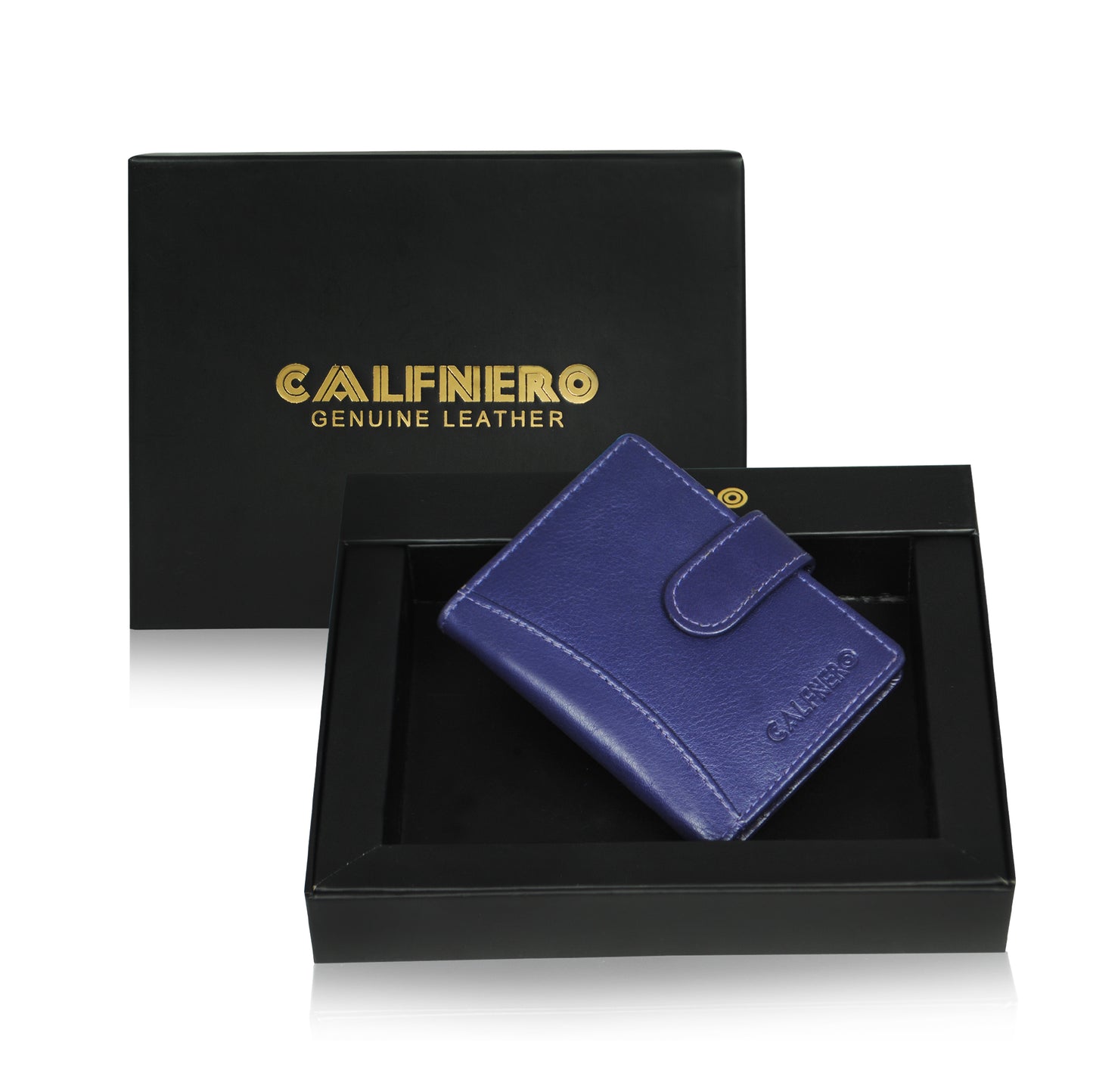 Calfnero Genuine Leather Card Case wallet (602-Purple)