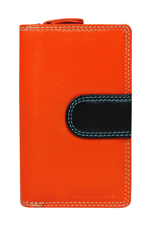 Calfnero Genuine Leather Women's Wallet (6080-Orange-Multi)