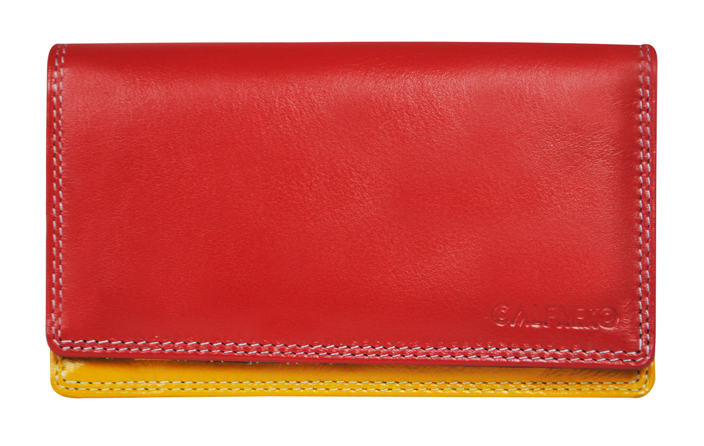 Calfnero Genuine Leather Women's Wallet (6083-Red-Lime)